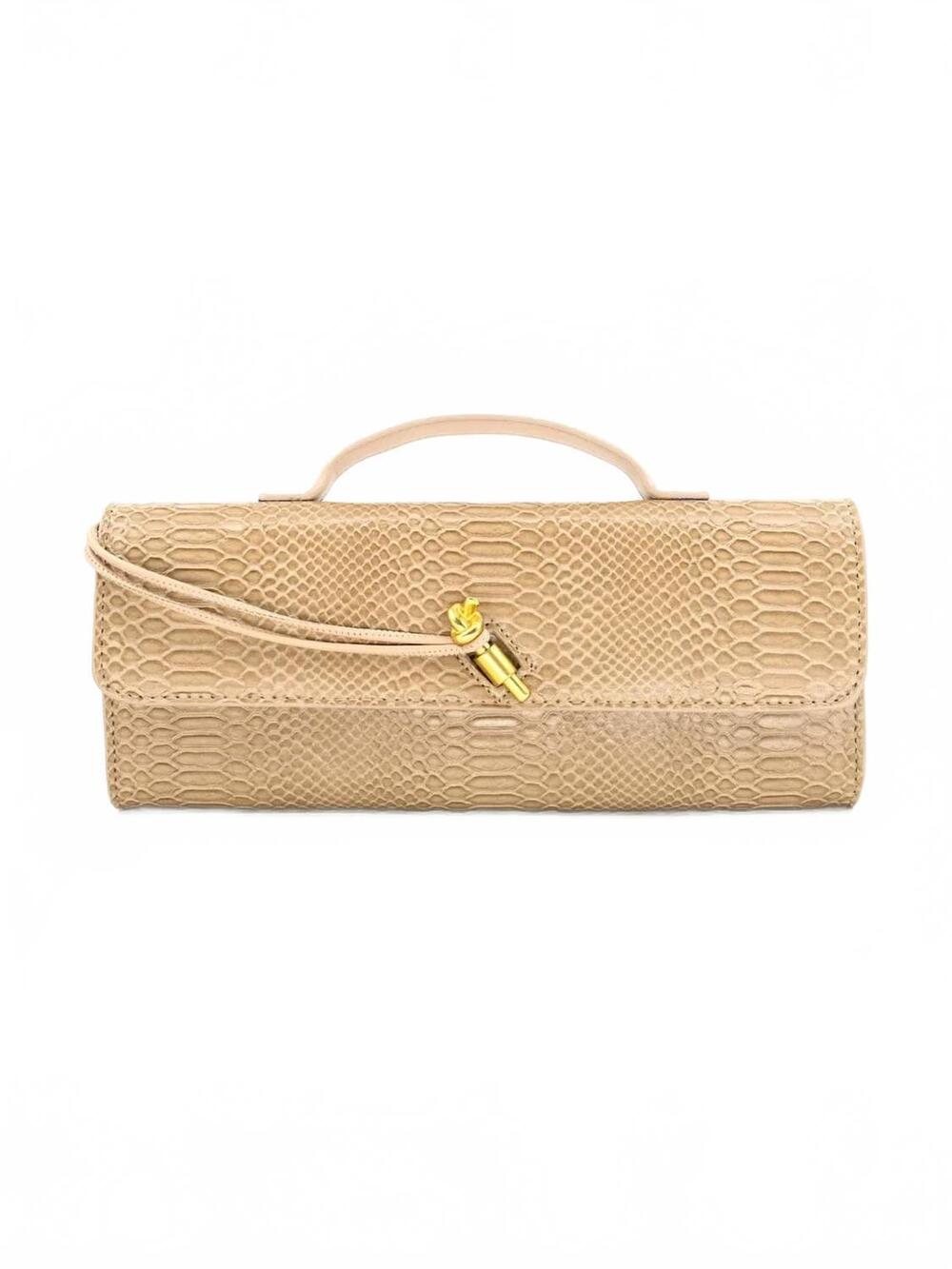 NEW BC HANDBAGS snakeskin clutch pochette mini clutch in beige